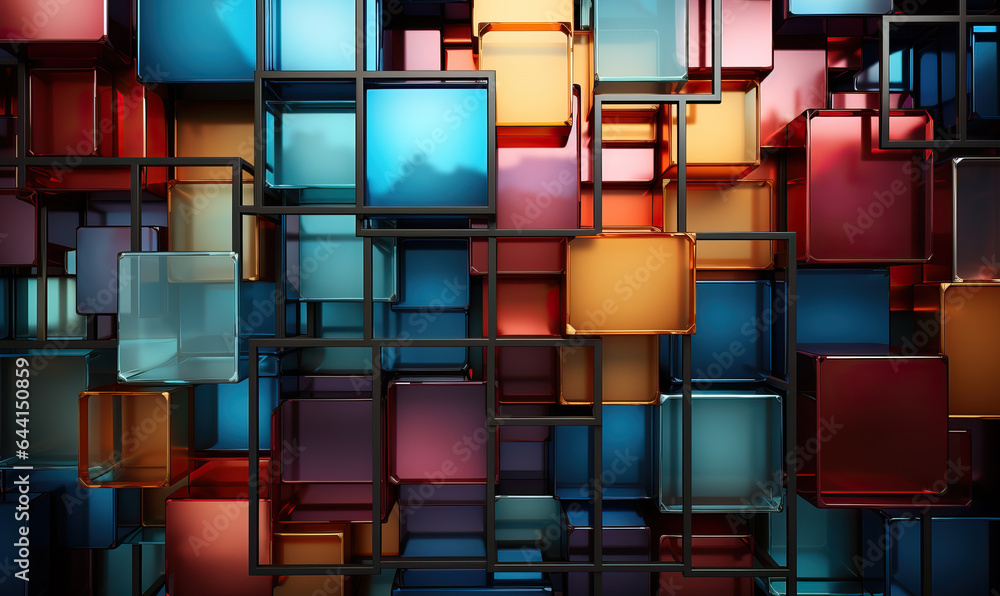 Poster abstract texture background from colored geometric shapes.