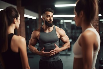 Fototapeta na wymiar shot of a fitness trainer motivating his clients to keep going