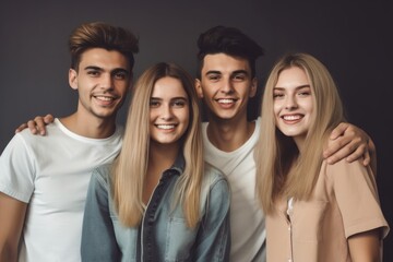 portrait of a group of happy young people standing together