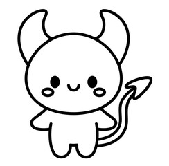 Cute kawaii devil monster halloween cartoon outline