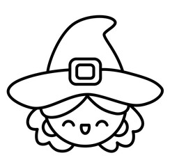 Cute kawaii witch kids halloween cartoon outline