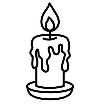 recommend clip art: Cute candle halloween cartoon outline icon