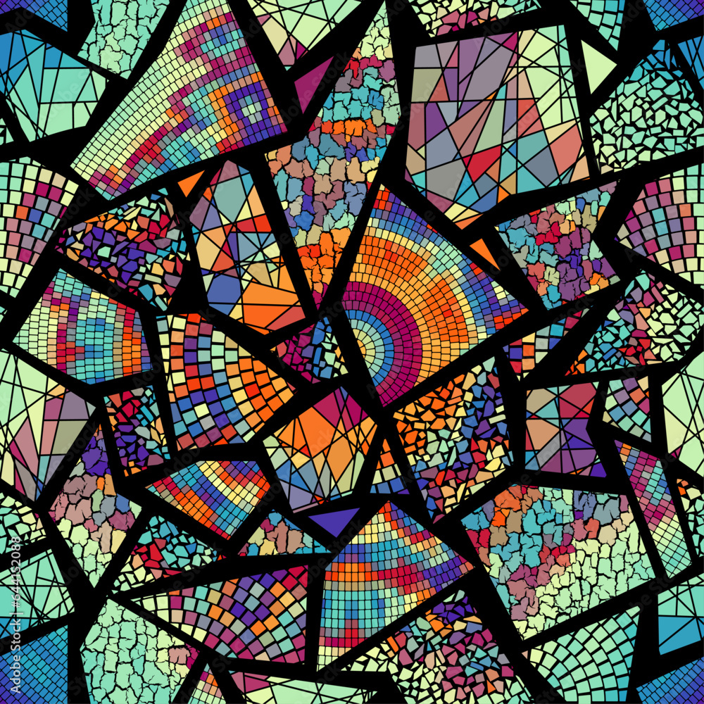 Aufkleber vector seamless mosaic art pattern. art background. mandala image