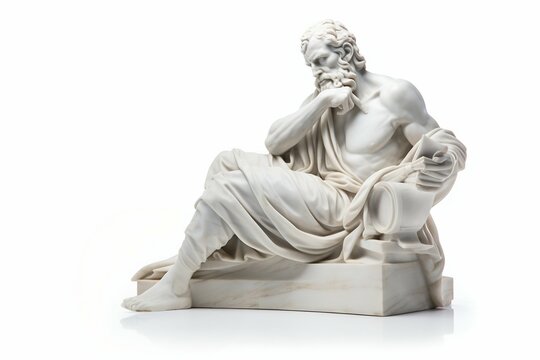 Marble Statue of Philosopher Isolated on White. Generative ai