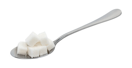 A bunch of sugar cubes on a white background. Sugar isolate