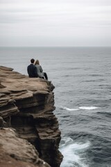 Fototapeta na wymiar cropped shot of an unrecognizable couple sitting on the edge of a cliff