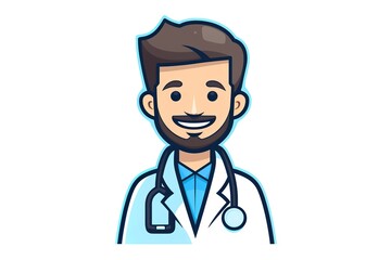 A doctor moder line icon, vector line art cute