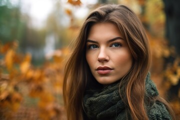 Fototapeta premium a beautiful young woman looking at the camera while standing outdoors