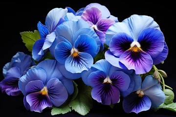 Deurstickers blue and purple pansies © Natalia
