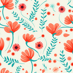 Red poppy flowers pattern, tileable seamless texture.