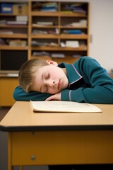 shot of a young student taking a nap at his desk