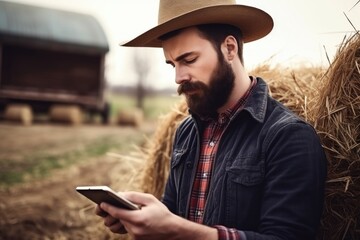 portrait of a handsome young male farmer using a tablet while working on his farm