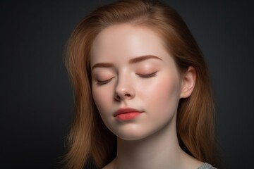 Fototapeta premium studio shot of a beautiful young woman with one eye closed against a grey background