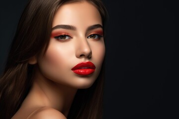 Fototapeta na wymiar studio shot of a beautiful young model wearing red lipstick