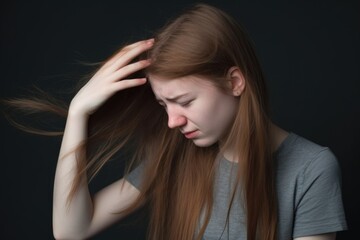 Obraz premium studio shot of an unrecognizable young woman combing her hair against a grey background