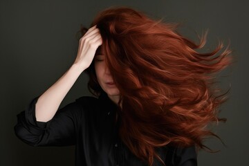 Obraz premium studio shot of an unrecognizable woman posing with her hair covering half of her face