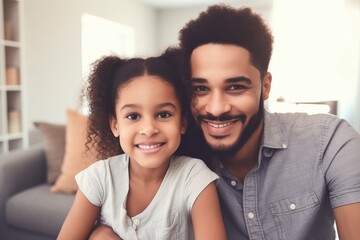 portrait of a happy mixed race family spending time together at home