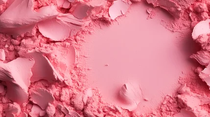 Foto auf Acrylglas Beauty pink make-up powder product texture as abstract makeup cosmetic background, crushed cosmetics, generative ai © Anneleven