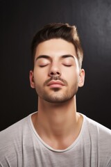 Obraz premium shot of a young man meditating with his eyes closed
