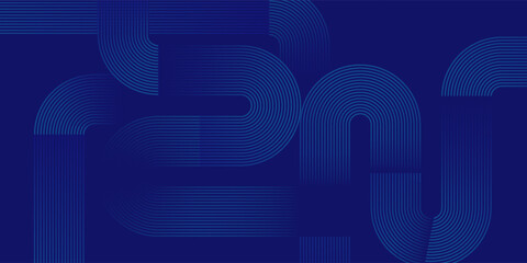 Abstract blue glowing geometric lines on dark background. Modern shiny blue rounded square outline pattern. Futuristic technology concept. Perfect for posters, covers, banners, presentations