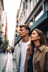 shot of a young couple out exploring the city