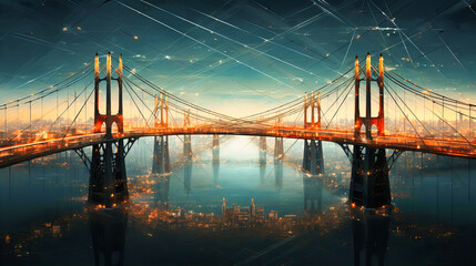 Fototapeta premium Crossings on the bridges of digital connections
