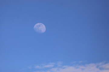 white moon on the blue sky in daytime