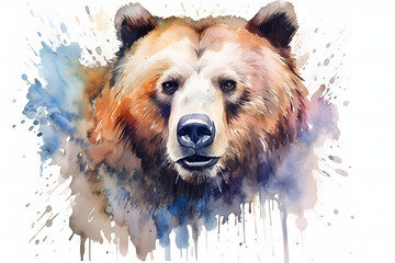 bear in watercolor style Made with Generative AI