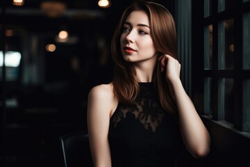 Fototapeta na wymiar shot of a beautiful young woman wearing an elegant black dress