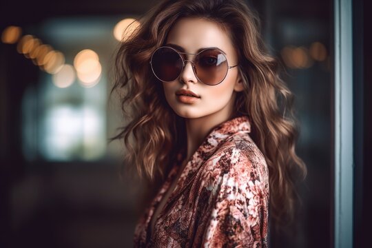 shot of a beautiful young fashion model wearing sunglasses indoors