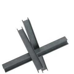 3D rendering illustration of a Czech hedgehog anti-tank barricade obstacle with I-shaped beams © Francesco Milanese