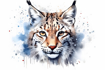 bobcat in watercolor style Made with Generative AI - obrazy, fototapety, plakaty
