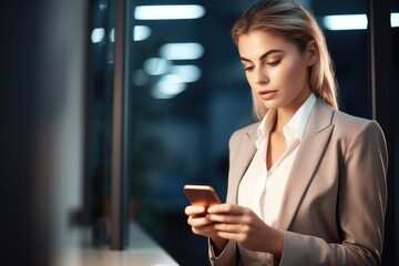shot of a young businesswoman using her smartphone in the office