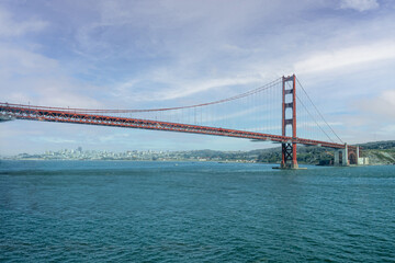 San Francisco, CA, USA - July 13, 2023: Golden Gate bridge south landing , ocean side, with 1 tower...
