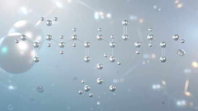 s-acetylglutathione molecular structure, 3d model molecule, acetyl-l-glutathione, structural chemical formula view from a microscope