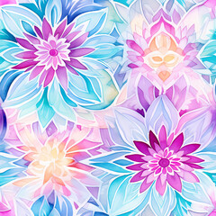 Fototapeta na wymiar Floral watercolor repeatable pattern. Seamless tileable natural texture with flowers.