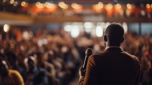People at conference listen to speaker lecture in conference hall. Business entrepreneurship concept