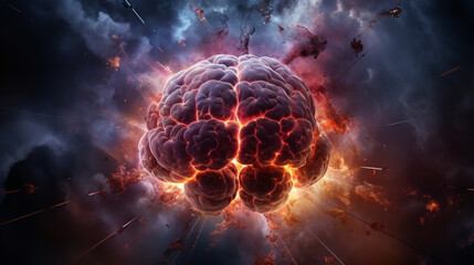 Brain Experiencing a Luminous Explosion of Creative Consciousness - obrazy, fototapety, plakaty