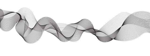 Abstract wavy grey stream element for design on transparent background isolated. frequency sound wave lines, technology, data science, business wave line background. Vector illustration.