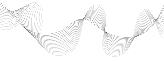 Fototapeta premium Abstract grey wave lines on transparent background. Digital frequency track equalizer. Abstract frequency sound wave lines and twisted curve lines background. Abstract business lines background.