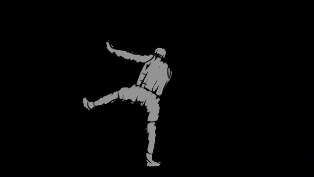 A hand drawn man throwing discus with transparent (alpha) background