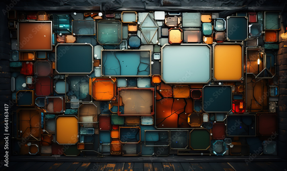 Aufkleber abstract texture background from colored geometric shapes.