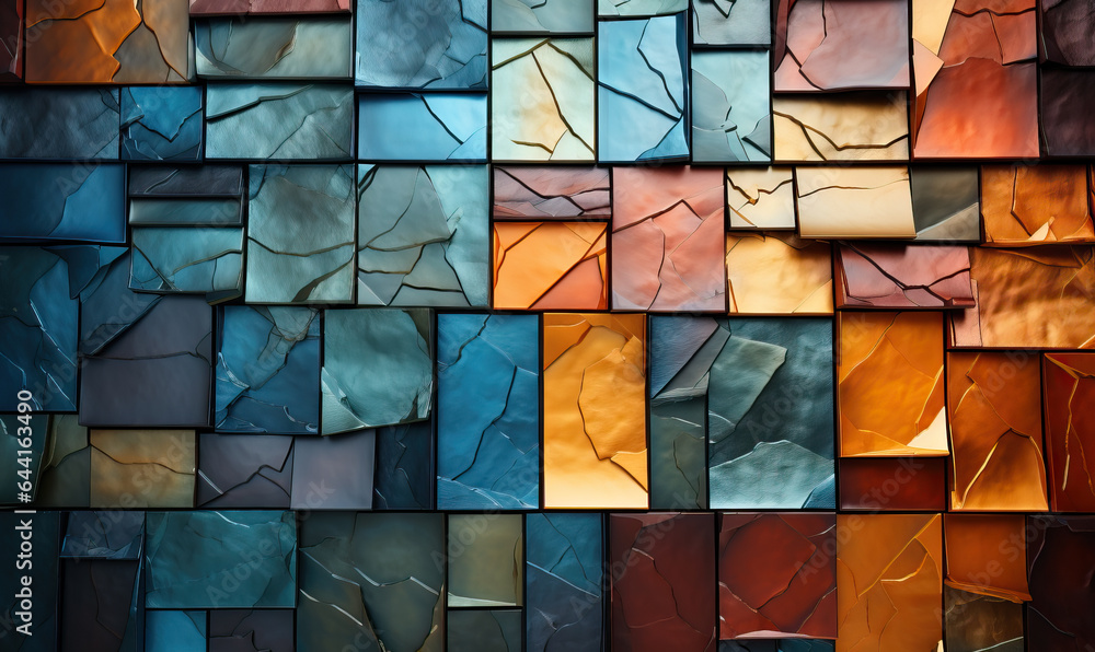 Poster abstract texture background from colored geometric shapes.