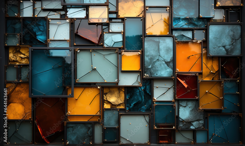 Poster abstract texture background from colored geometric shapes.