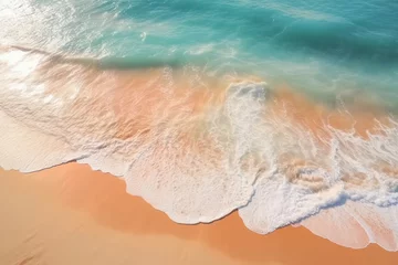 Stoff pro Meter Beach and waves from top view turquoise water background generative ai © Richi Pérez