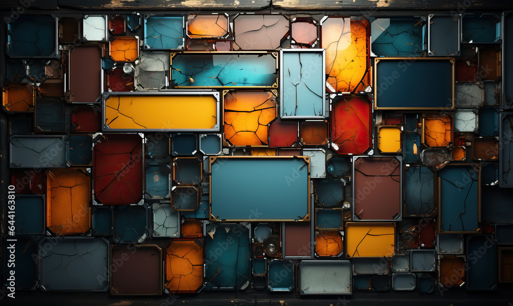 Aufkleber abstract texture background from colored geometric shapes.