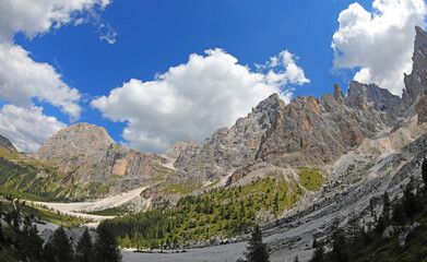 Naklejka na ściany i meble VENEGIA VALLEY in the Alps below the Italian Dolomites mountains in Italy
