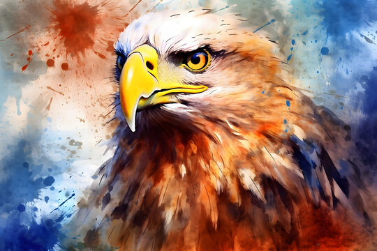 eagle in watercolor style Made with Generative AI