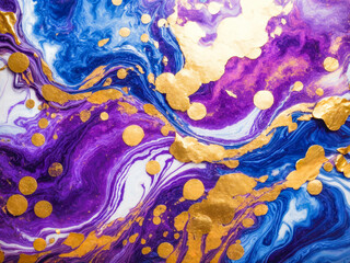 Blue and purple marble and gold abstract background. luxury resin abstract art , ink gold splashes effect