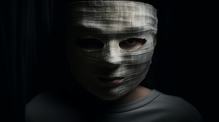 Anonymous hacker face With a mask - Hacking Concept with a dark background, cybersecurity, cybercrime, cyberattack, dark background concept.